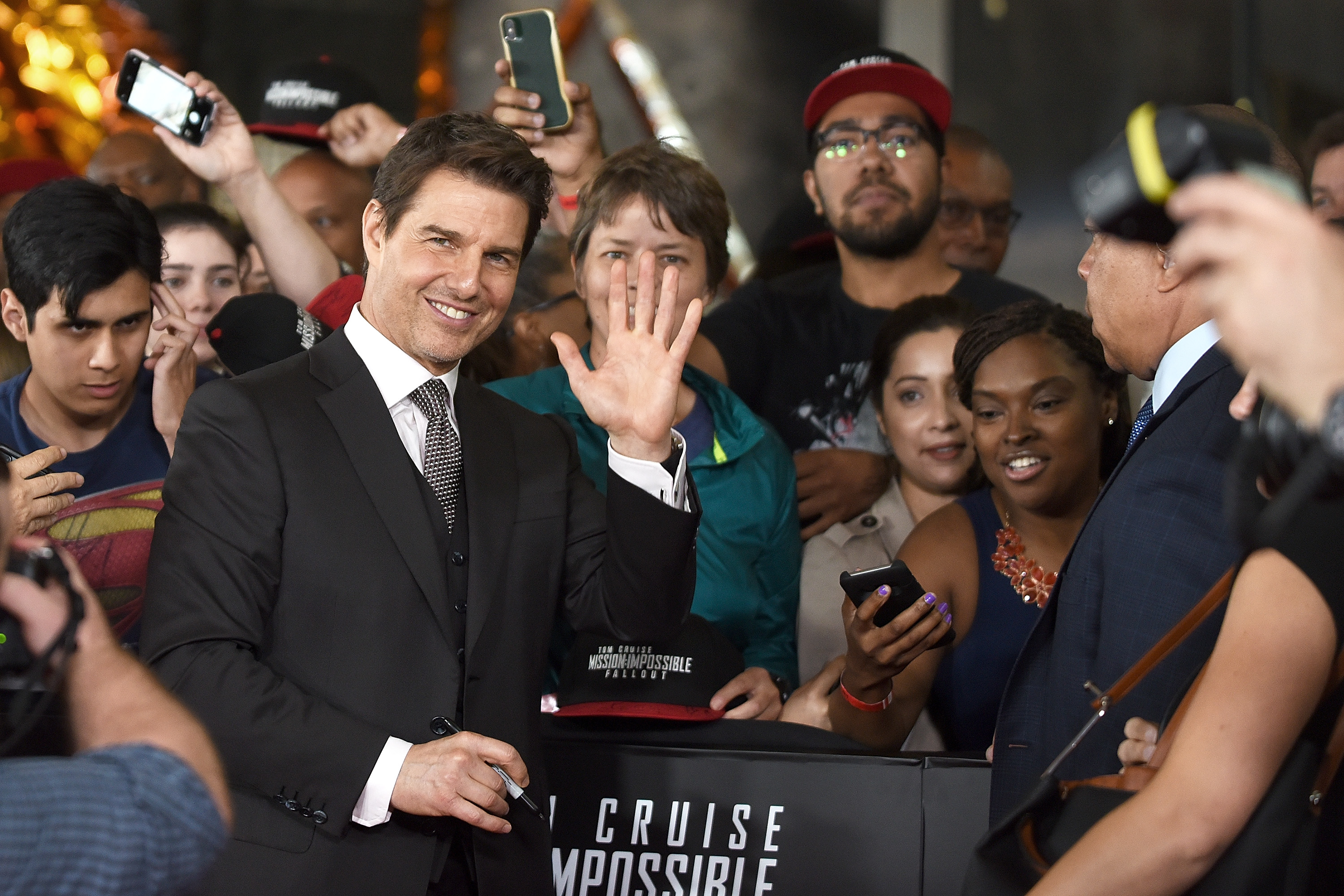 WASHINGTON, DC - JULY 22:  Tom Cruise greets the fans at the U.S. Premiere of "Mission: Impossible ...