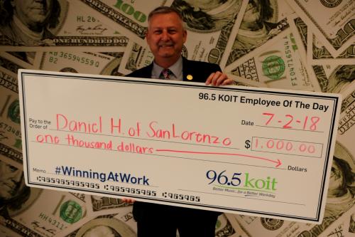 $1000 Employee of the Day Winner Daniel H. from San Lorenzo