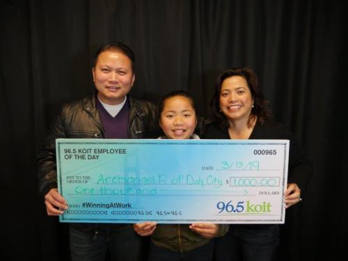 $1000 Employee of the Day Winner Archangel P. of Daly City